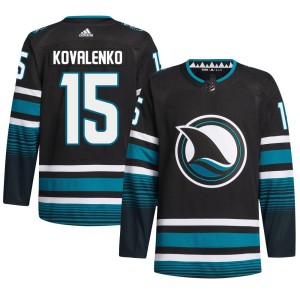 Men's San Jose Sharks Nikolai Kovalenko Adidas Authentic Alternate Primegreen Jersey - Black