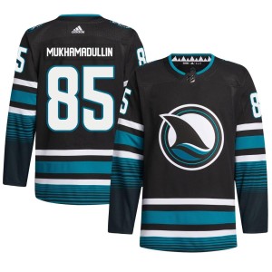 Men's San Jose Sharks Shakir Mukhamadullin Adidas Authentic Alternate Primegreen Jersey - Black