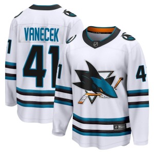 Men's San Jose Sharks Vitek Vanecek Fanatics Branded Breakaway Away 2nd Jersey - White